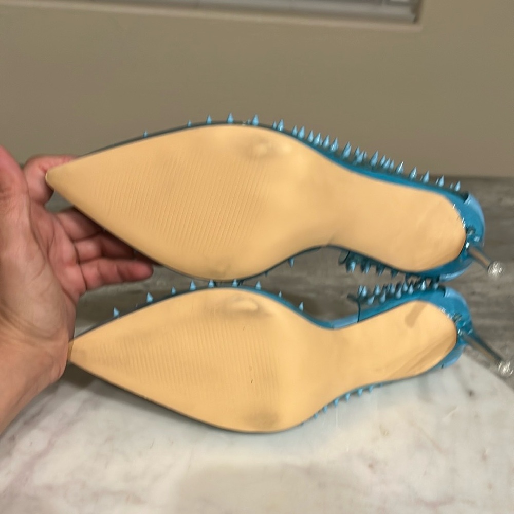 Steve Madden Transparent Blue Spiked Heels Size 8 - image 8